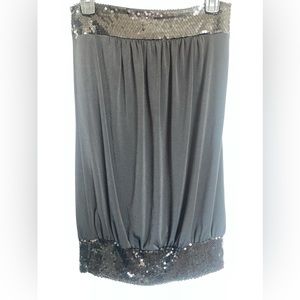 Black sequined strapless top